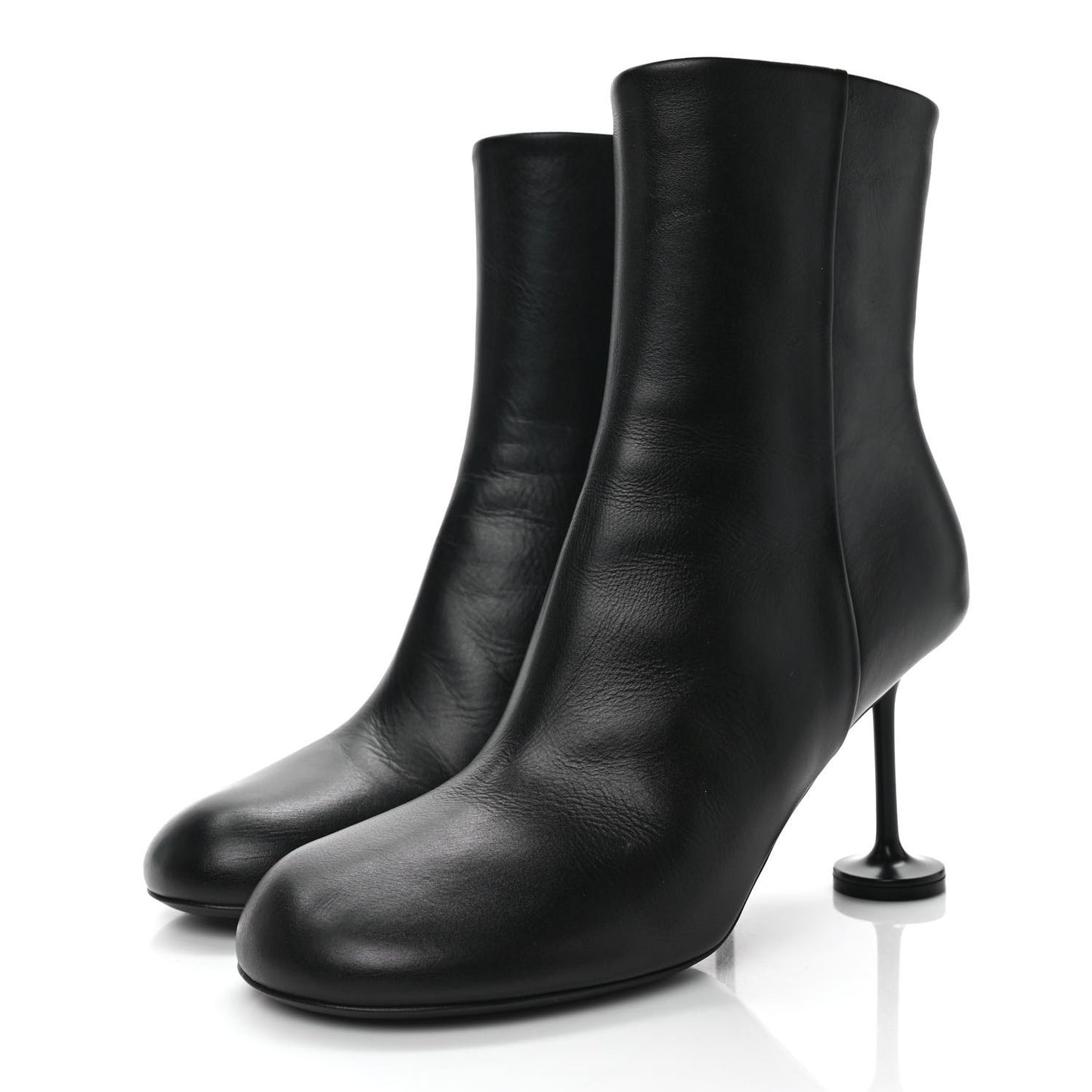 Soft Leather Lady Pedestal 90mm Booties 38 Black