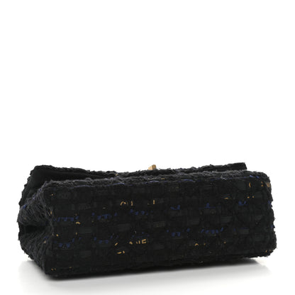 Chanel Tweed Quilted 2.55 Reissue 225 Flap Black Gold Navy 4 of 9