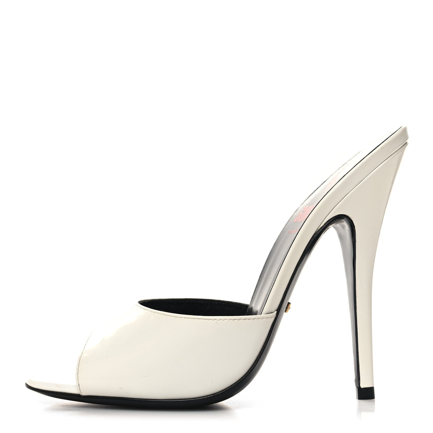 Gucci Polished Calfskin Scarlet High Heel Slide Sandals 39 Great White 1 of 11