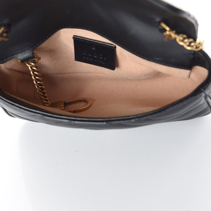 Gucci Calfskin Matelasse Super Mini GG Marmont Shoulder Bag Black 5 of 11