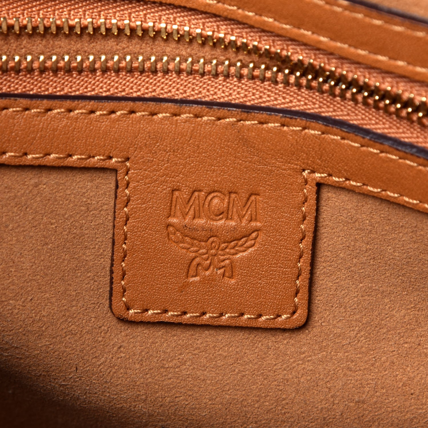 MCM Visetos Signature Boston Bag Cognac 7 of 10