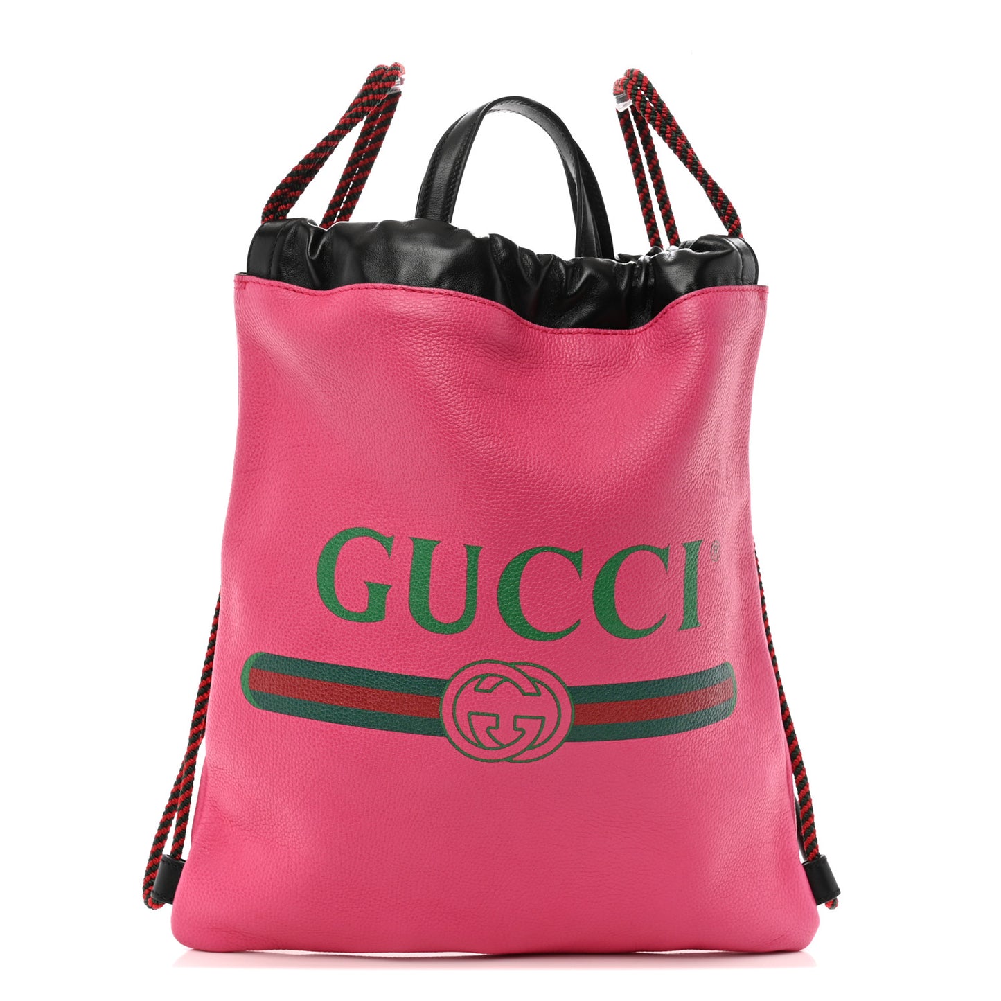 Grained Calfskin Logo Drawstring Backpack Box Pink Green Black