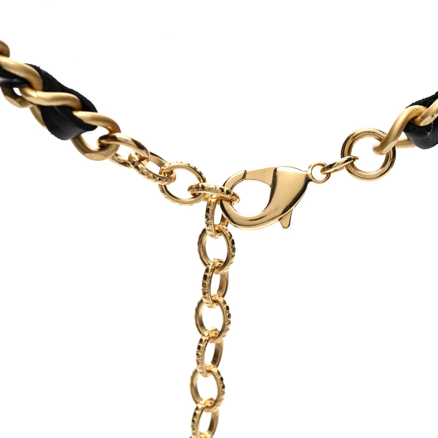 Calfskin Crystal Chain Camellia Belt 90 36 Black Gold