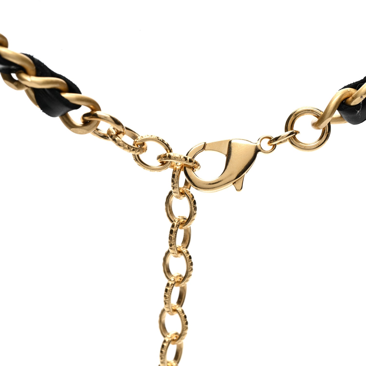 Chanel Calfskin Crystal Chain Camellia Belt 90 36 Black Gold 4 of 6