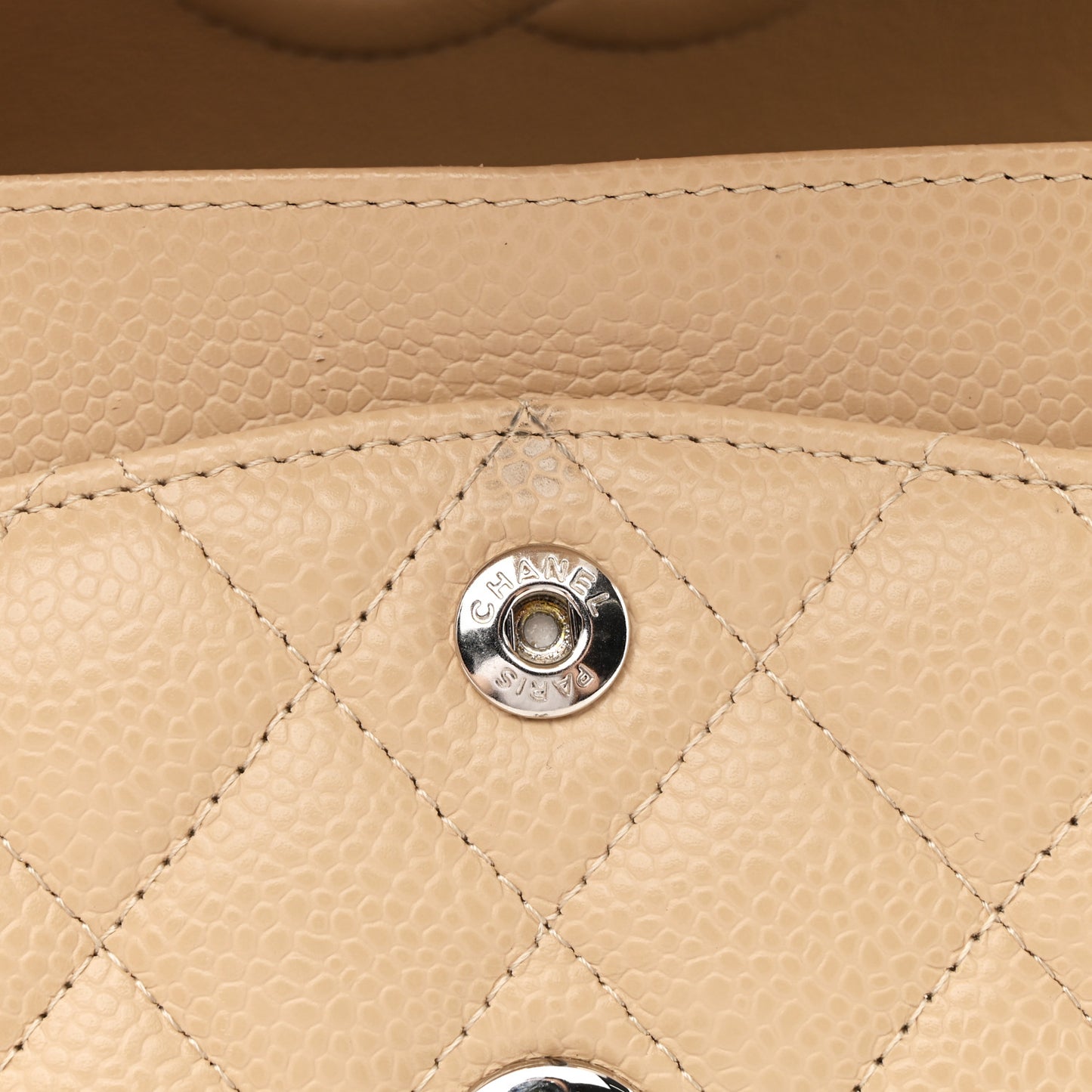 Caviar Quilted Small Double Flap Beige