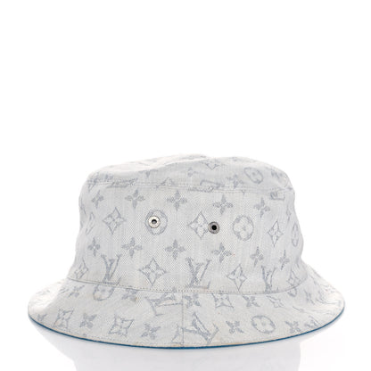 Louis Vuitton Monogram Denim Transformable Bob Bucket Hat 60 White Blue 3 of 12