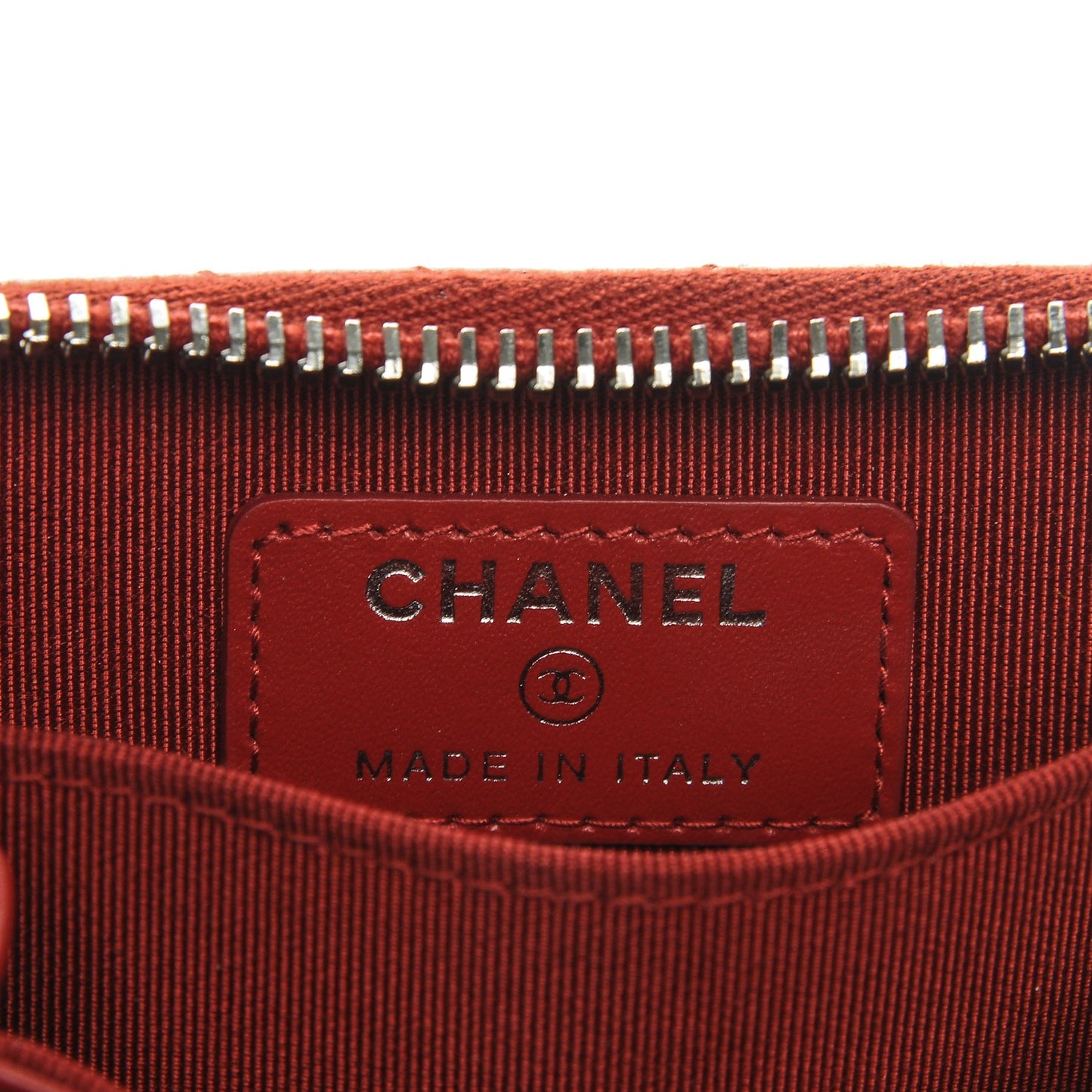 Caviar Chevron Quilted Zip Around Coin Purse Red