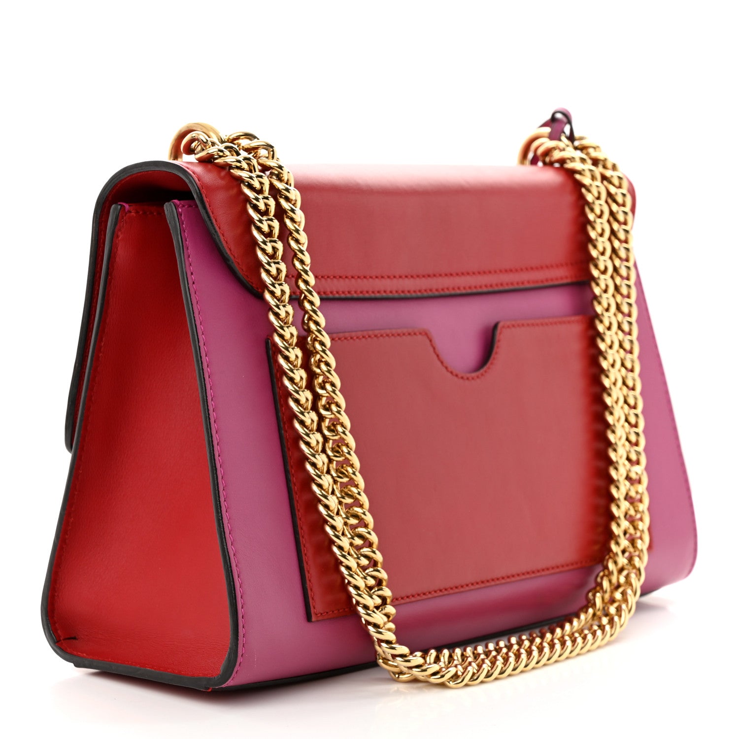 Gucci Moon Calfskin Bi-Color Medium Padlock Shoulder Bag New Rosette Hibiscus Red 3 of 14