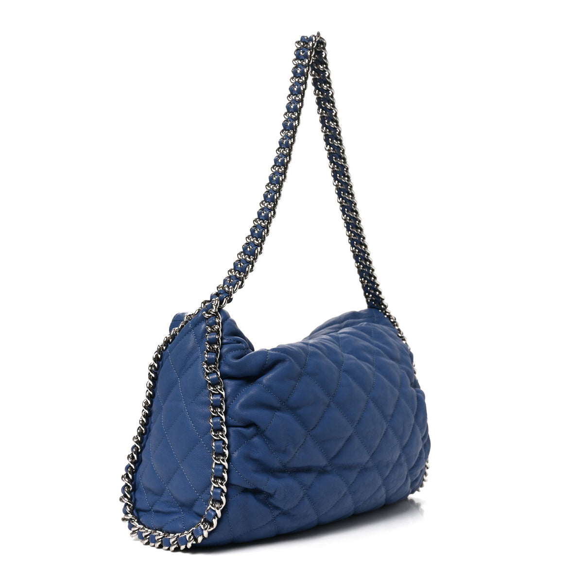 Chanel Washed Lambskin Chain Around Hobo Blue 3 of 10
