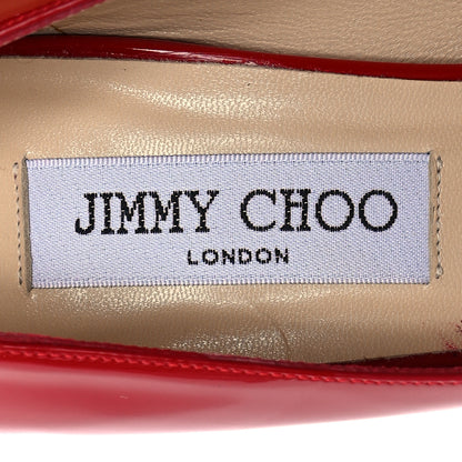 Jimmy Choo Patent Calfskin Crown 120 Peep Toe Platform Pumps 37.5 Red 7 of 8