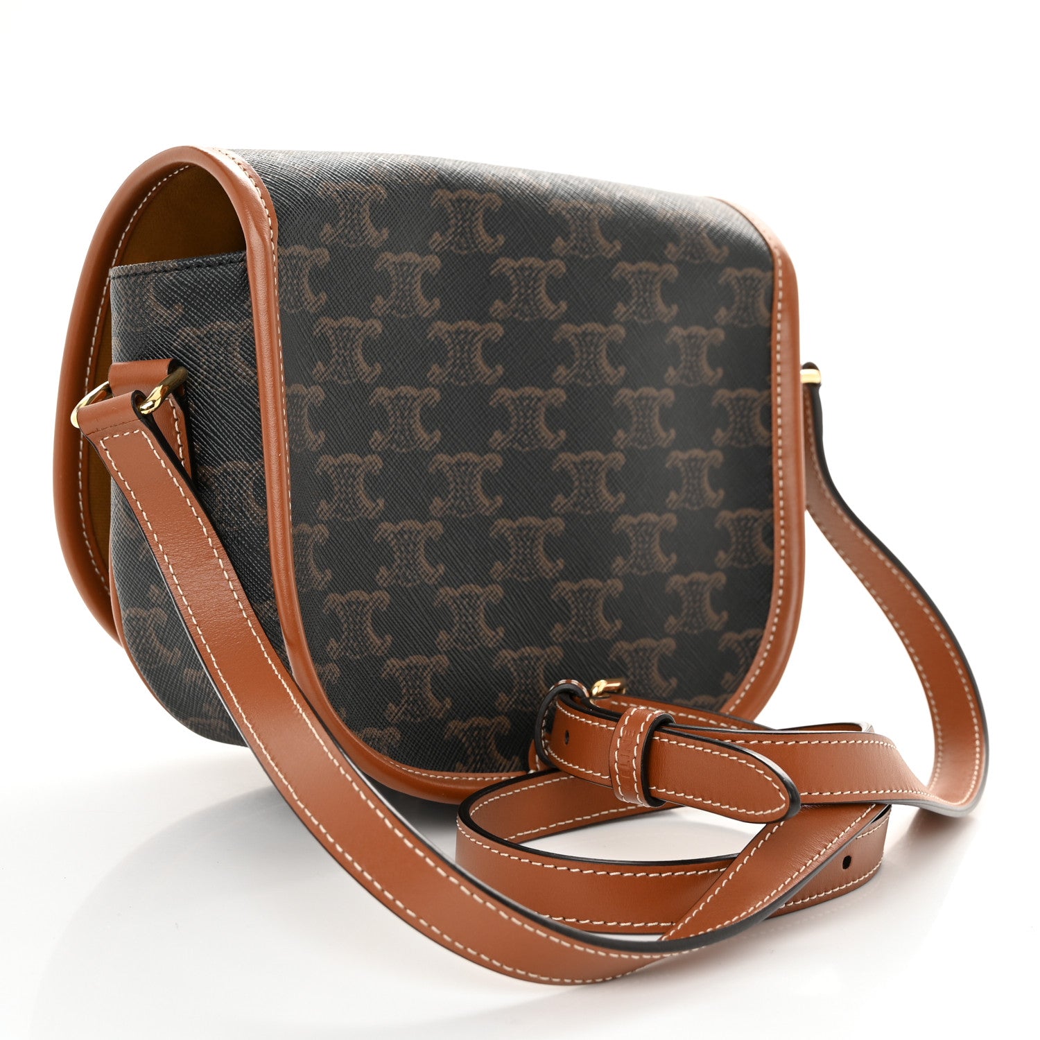 Celine Triomphe Canvas Medium Folco Bag Tan 3 of 9