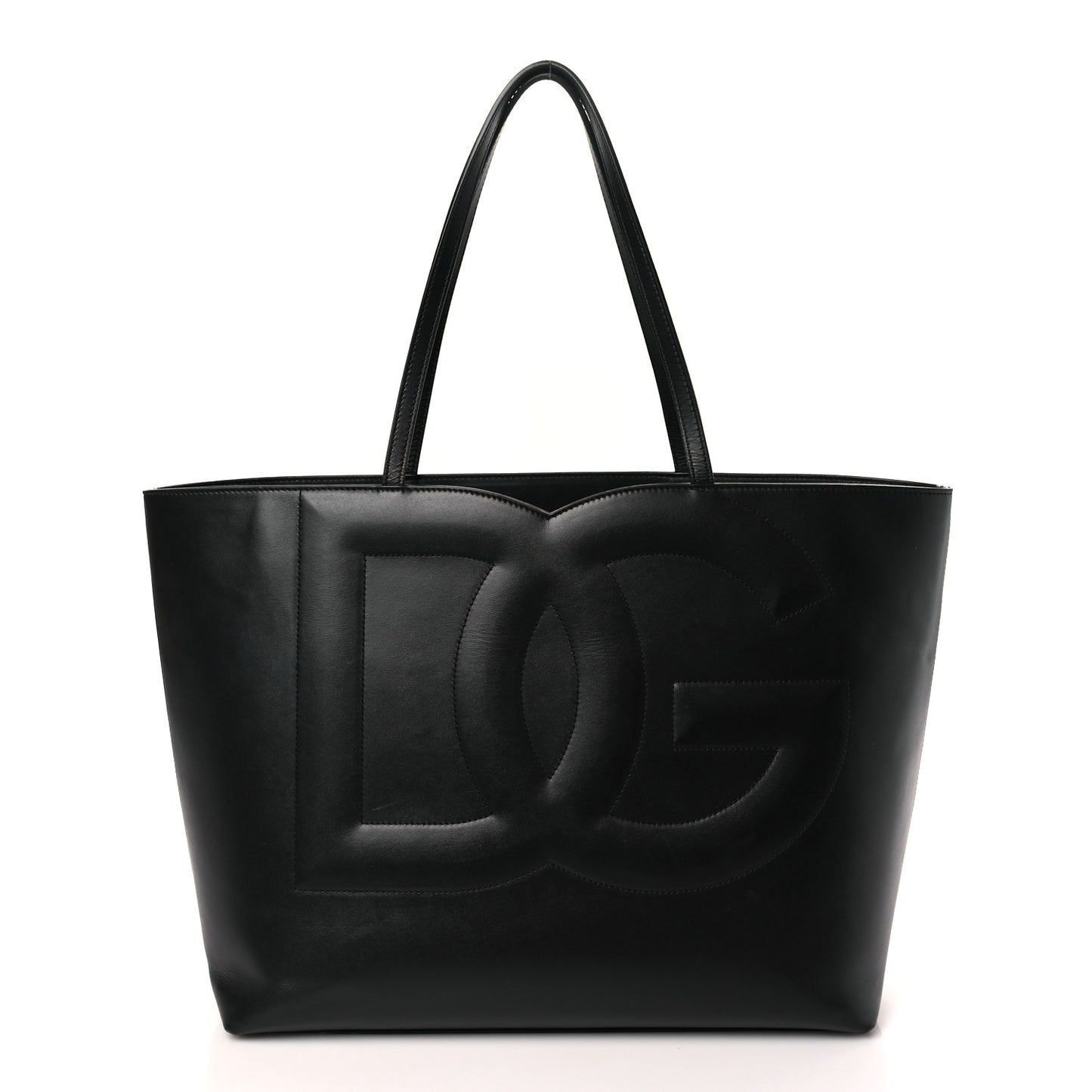 Calfskin DG Logo Shopper Tote Black