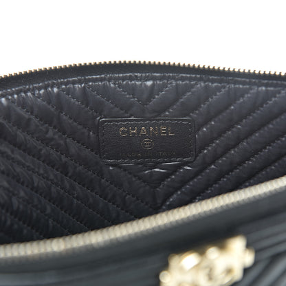 Chanel Calfskin Chevron Medium Boy Cosmetic Case Black 6 of 11