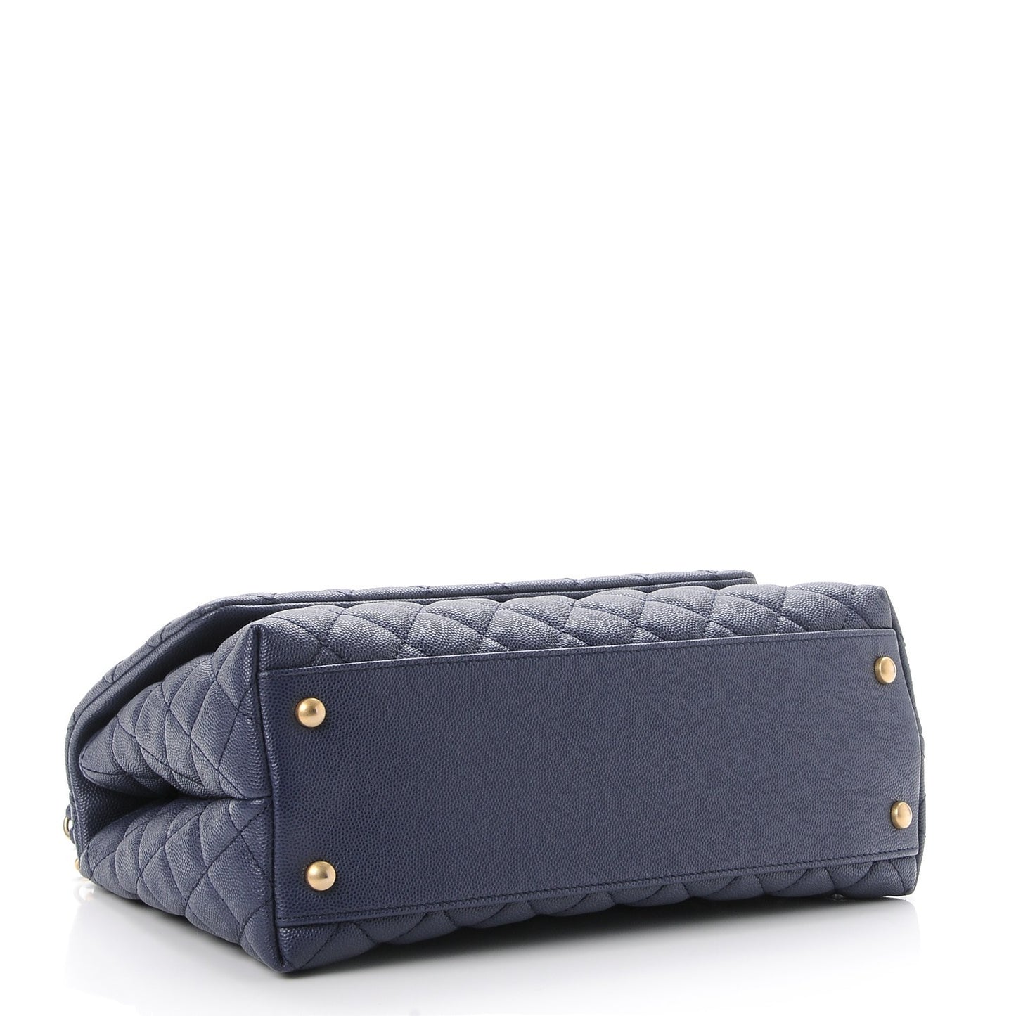 Caviar Lizard Quilted Small Coco Handle Flap Navy