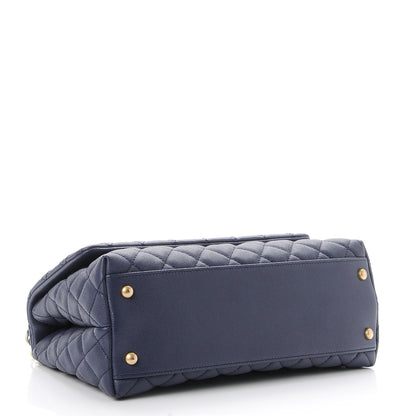 Chanel Caviar Lizard Quilted Small Coco Handle Flap Navy 5 of 8