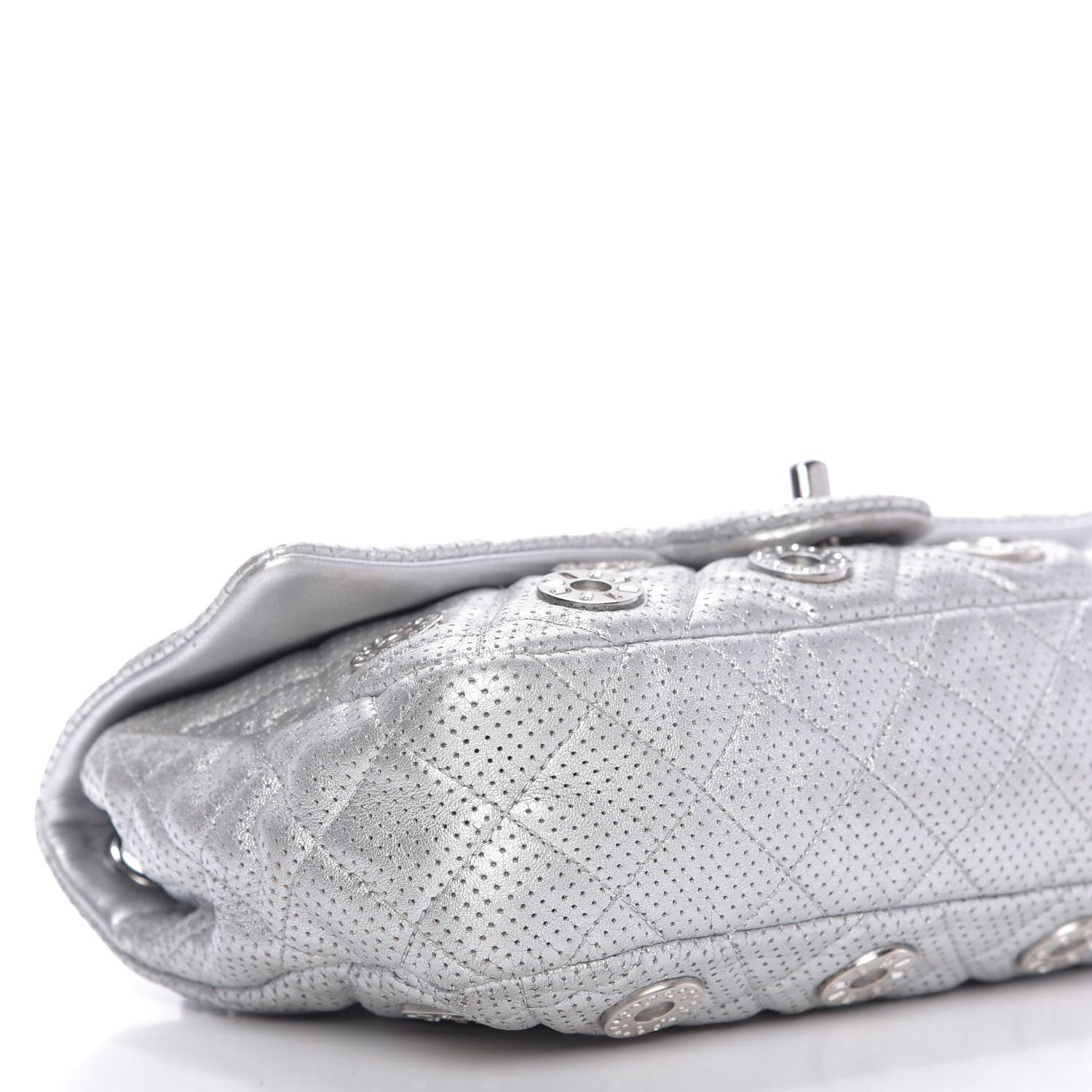 Chanel Metallic Lambskin Perforated Quilted Medium CC Medals Flap Silver 7 of 10