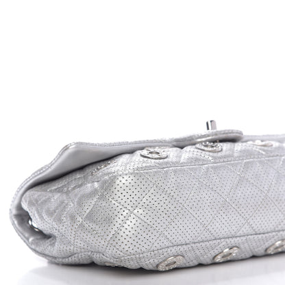 Chanel Metallic Lambskin Perforated Quilted Medium CC Medals Flap Silver 7 of 10
