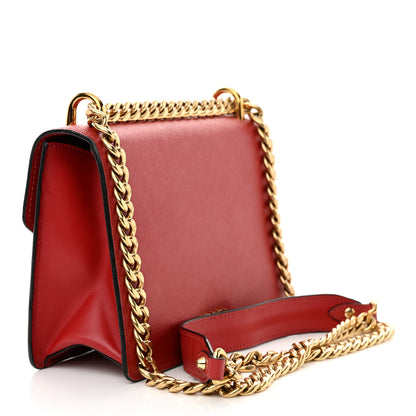 Prada Saffiano Bandoliera Flip Lock Chain Crossbody Bag Fuoco 3 of 14
