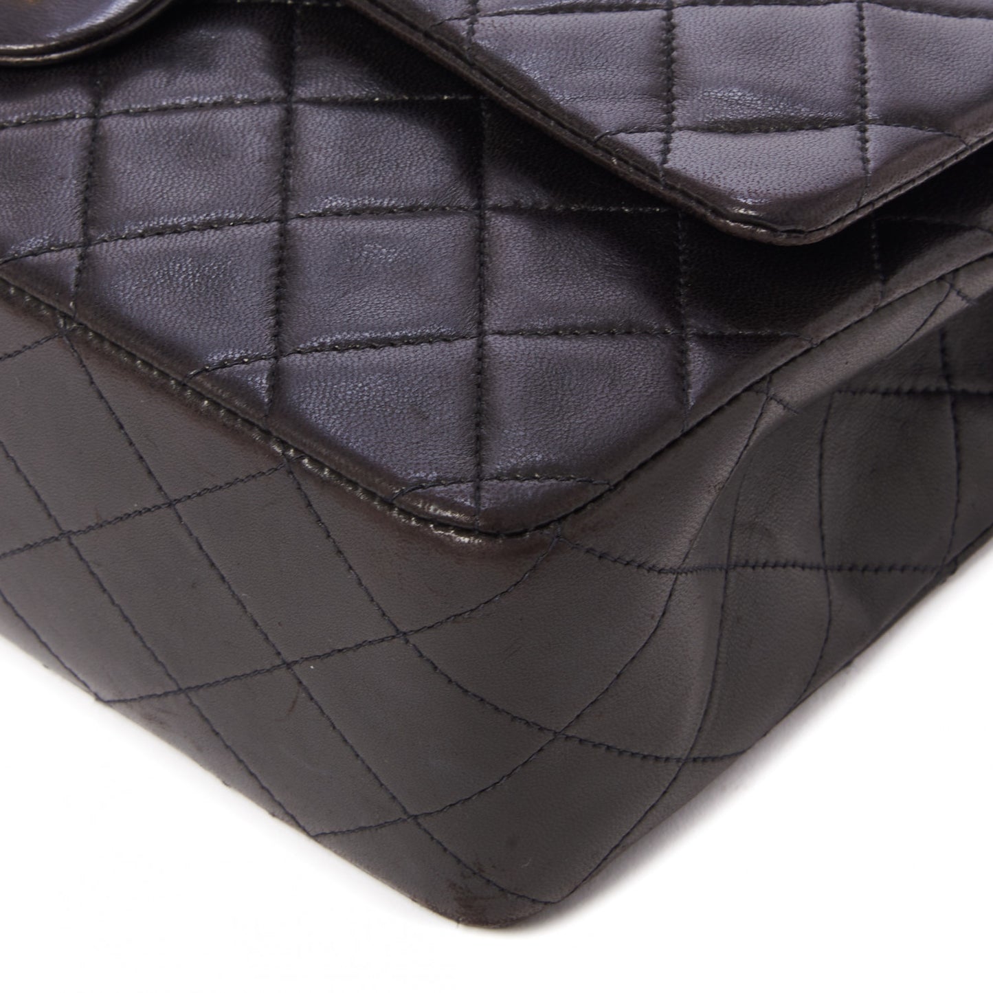 Lambskin Quilted Medium Double Flap Black
