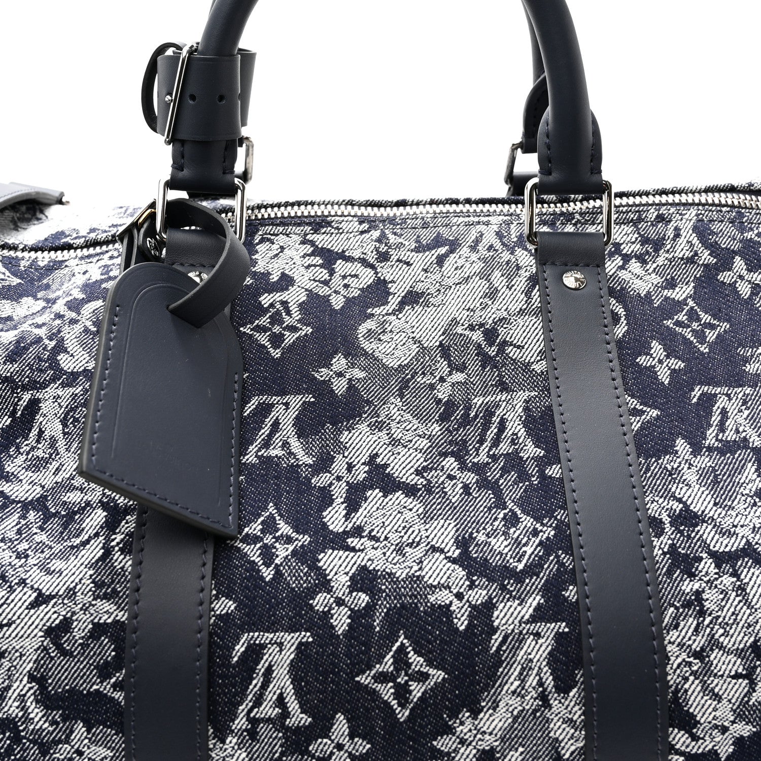 Louis Vuitton Monogram Tapestry Keepall Bandouliere 50 Bleu 7 of 11