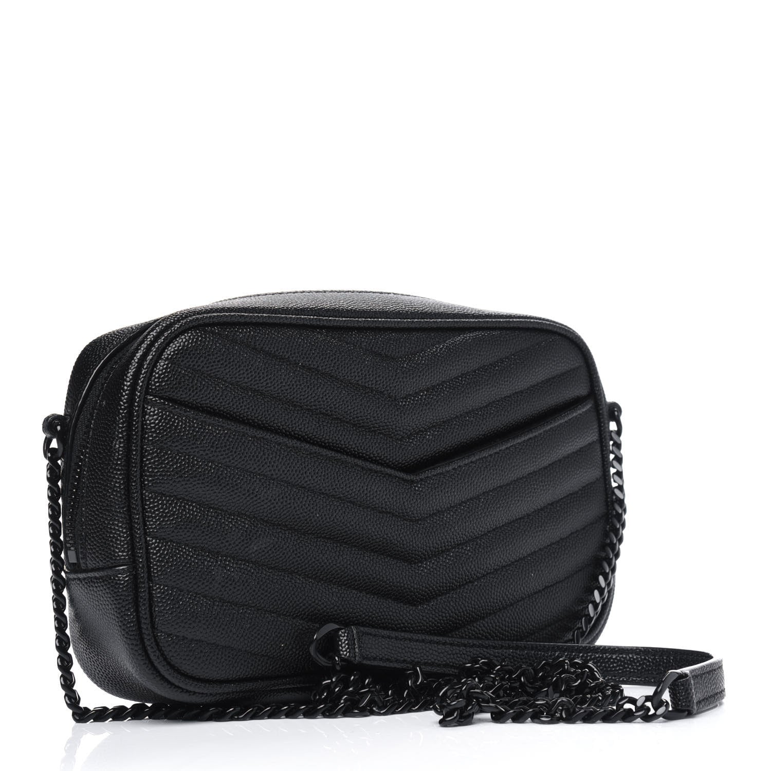 Saint Laurent Grain De Poudre Matelasse Monogram Mini Lou Camera Bag Black 2 of 6