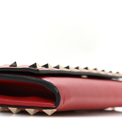Valentino Garavani Vitello Small Rockstud Flap Wallet on Chain Red 9 of 11