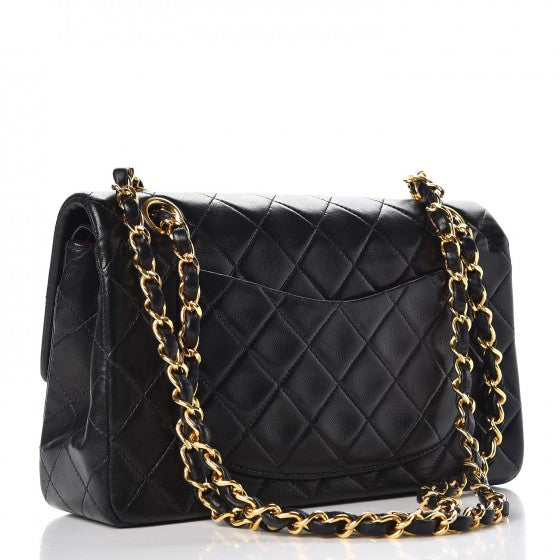 Lambskin Quilted Small Double Flap Black
