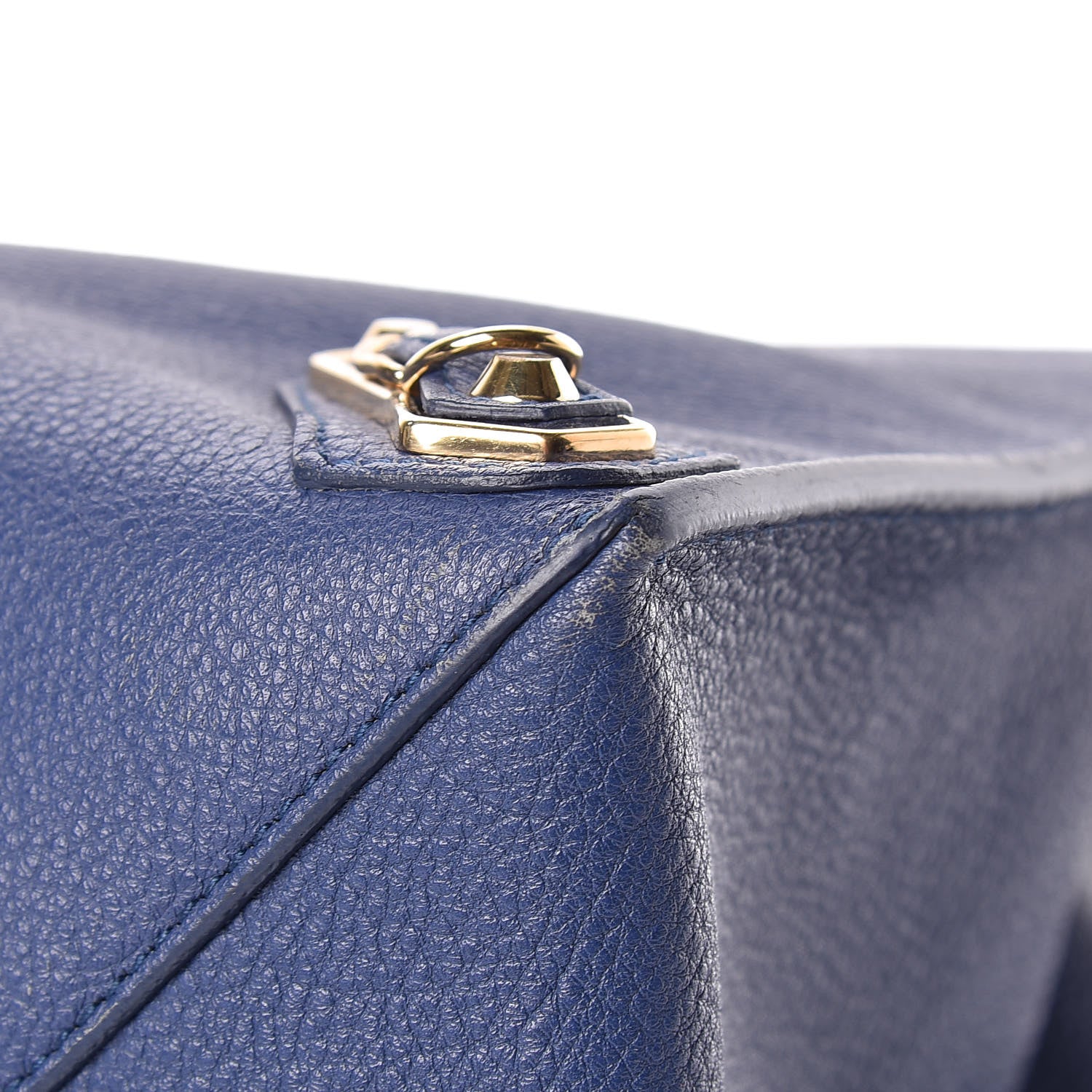 Balenciaga Grained Calfskin Gold Metallic Edge Hardware Papier A4 Tote Bleu 10 of 17
