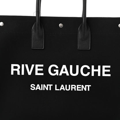 Saint Laurent Linen Calfskin Rive Gauche Tote Black 7 of 9