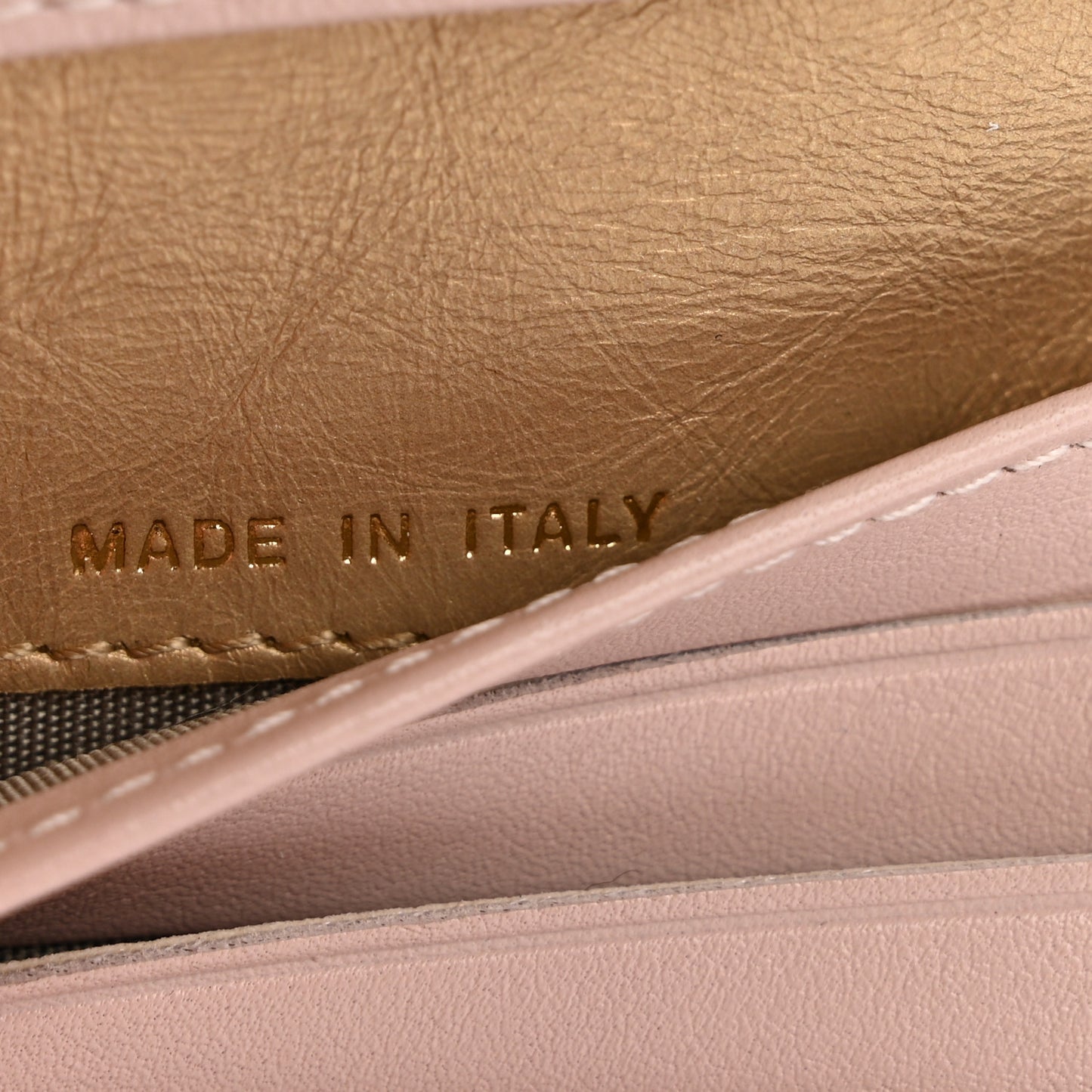Metallic Calfskin Diamond Stitch Compact French Flap Wallet Gold Rose