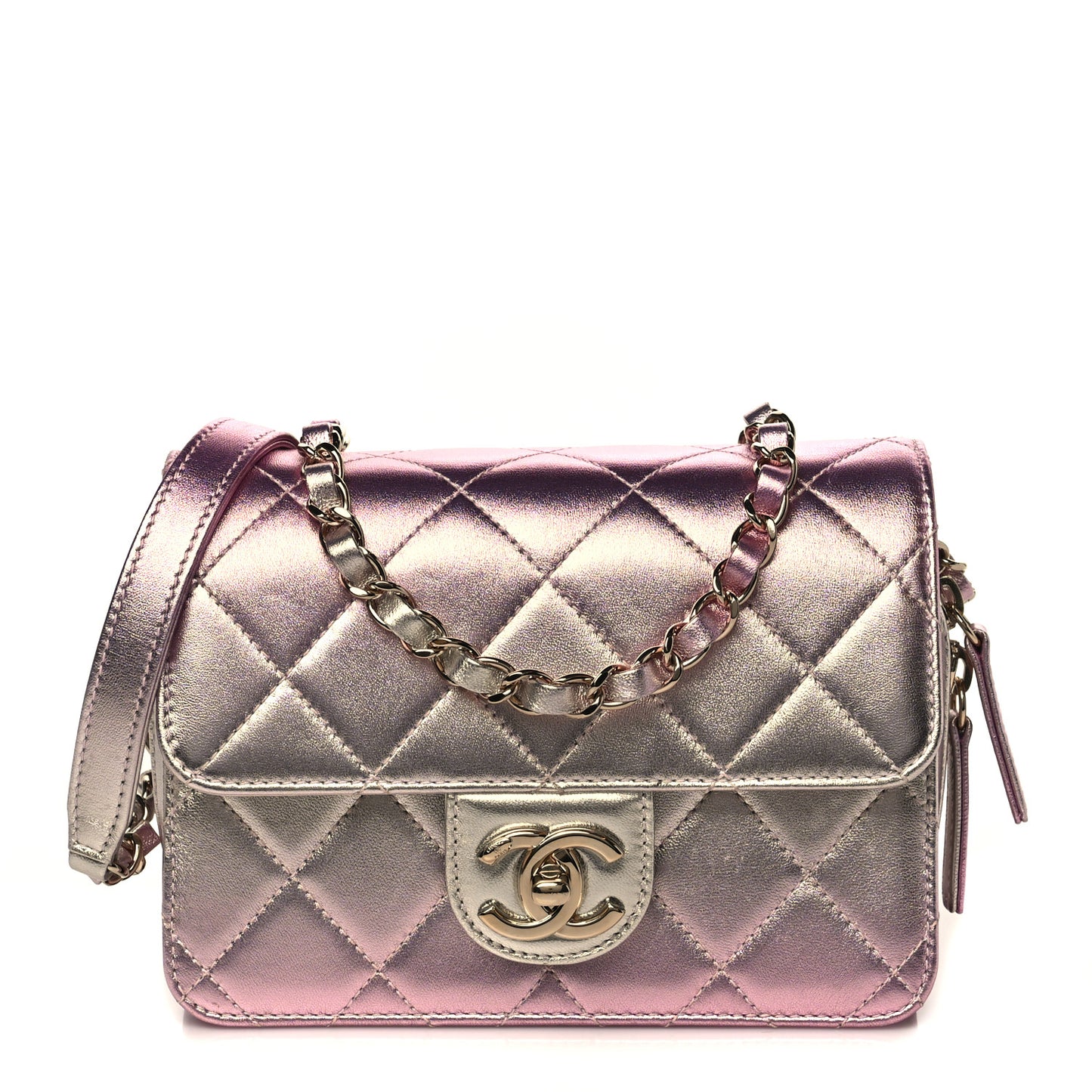 Metallic Lambskin Like A Wallet Flap Golden Pink