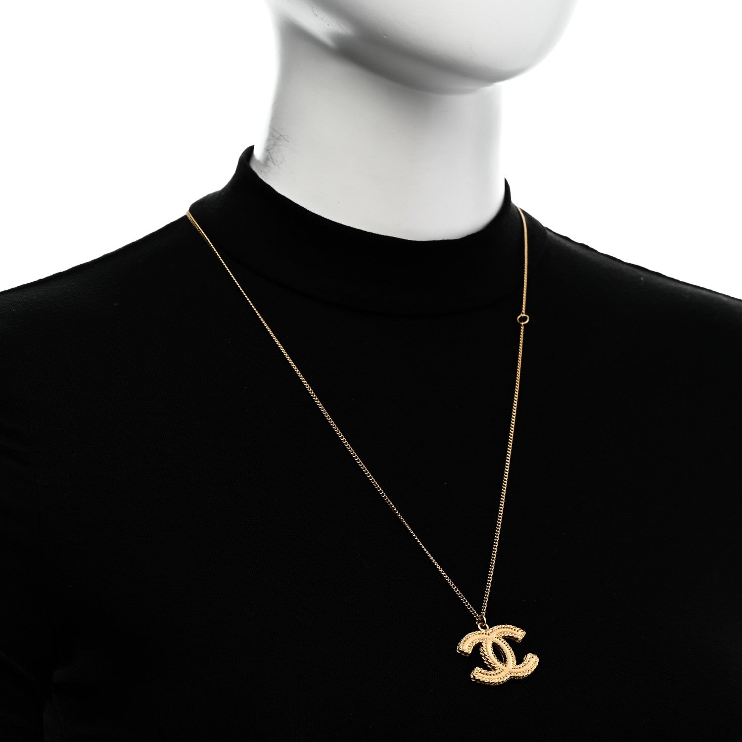 Chanel CC Necklace Matte Gold 2 of 5