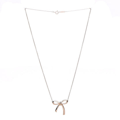 Tiffany 18K Rose Gold Mini Bow Pendant Necklace 3 of 8