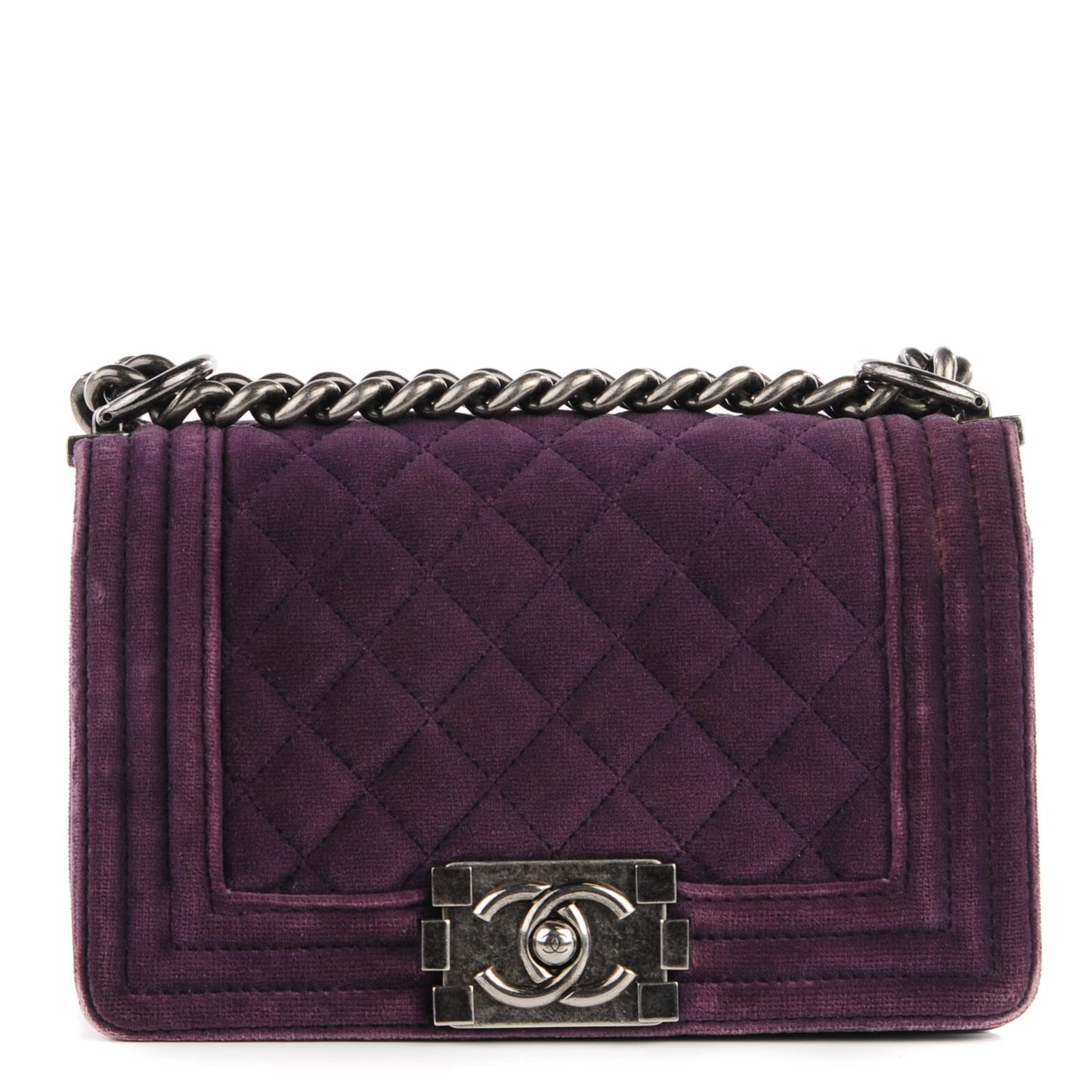Velvet Quilted Small Boy Flap Purple