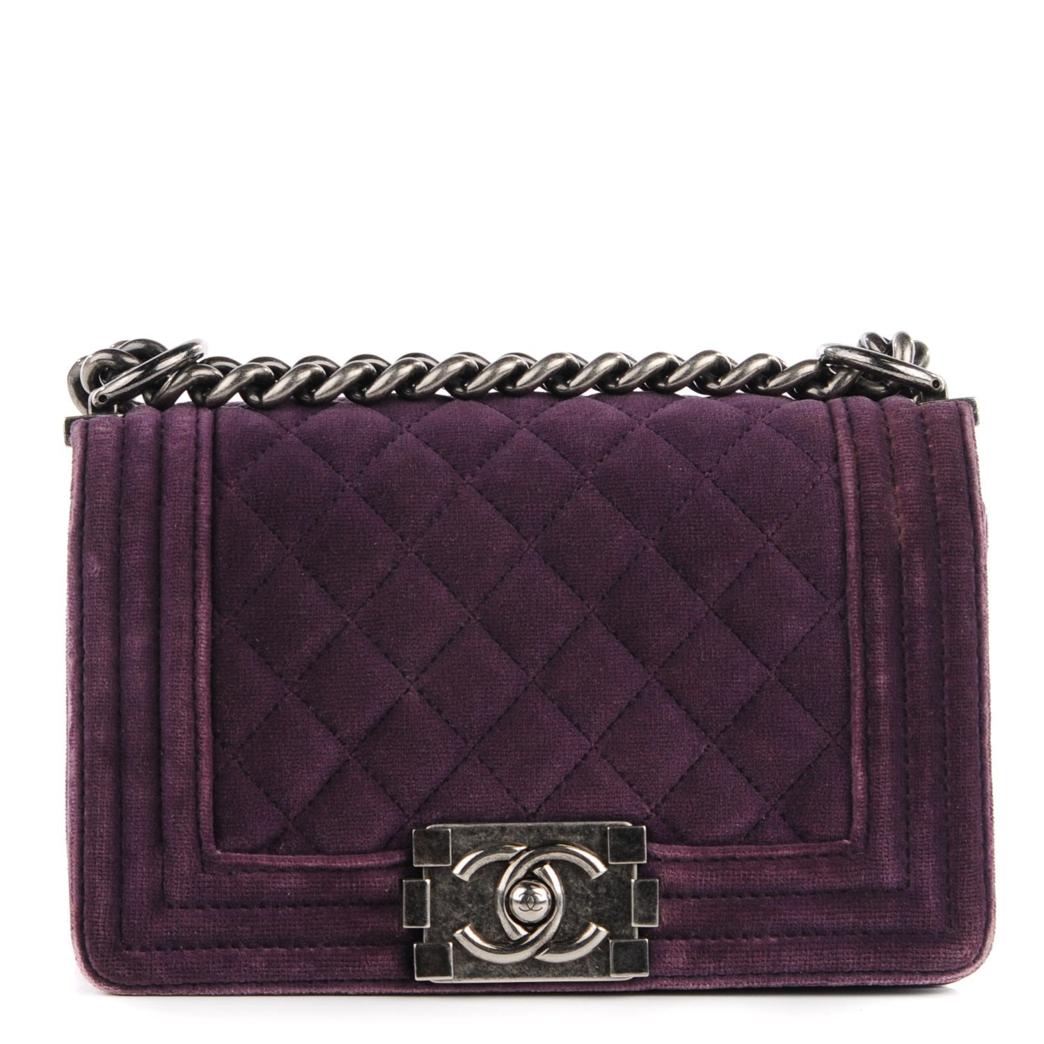Chanel Velvet Quilted Small Boy Flap Purple 1 of 9