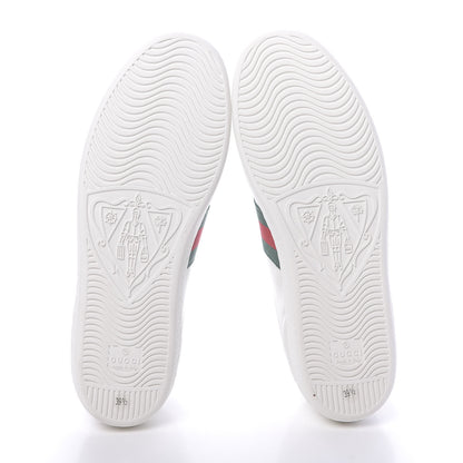 Gucci Calfskin Web Bee Embroidered Womens Ace Sneakers 39.5 White Green 5 of 10