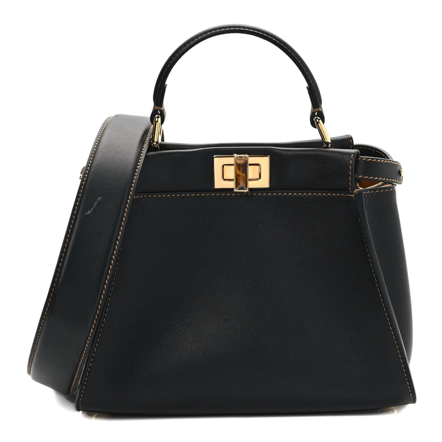 Vitello King Canvas Chinese New Year Tiger Embroidered Mini Peekaboo Iconic Satchel Black Dark Yellow