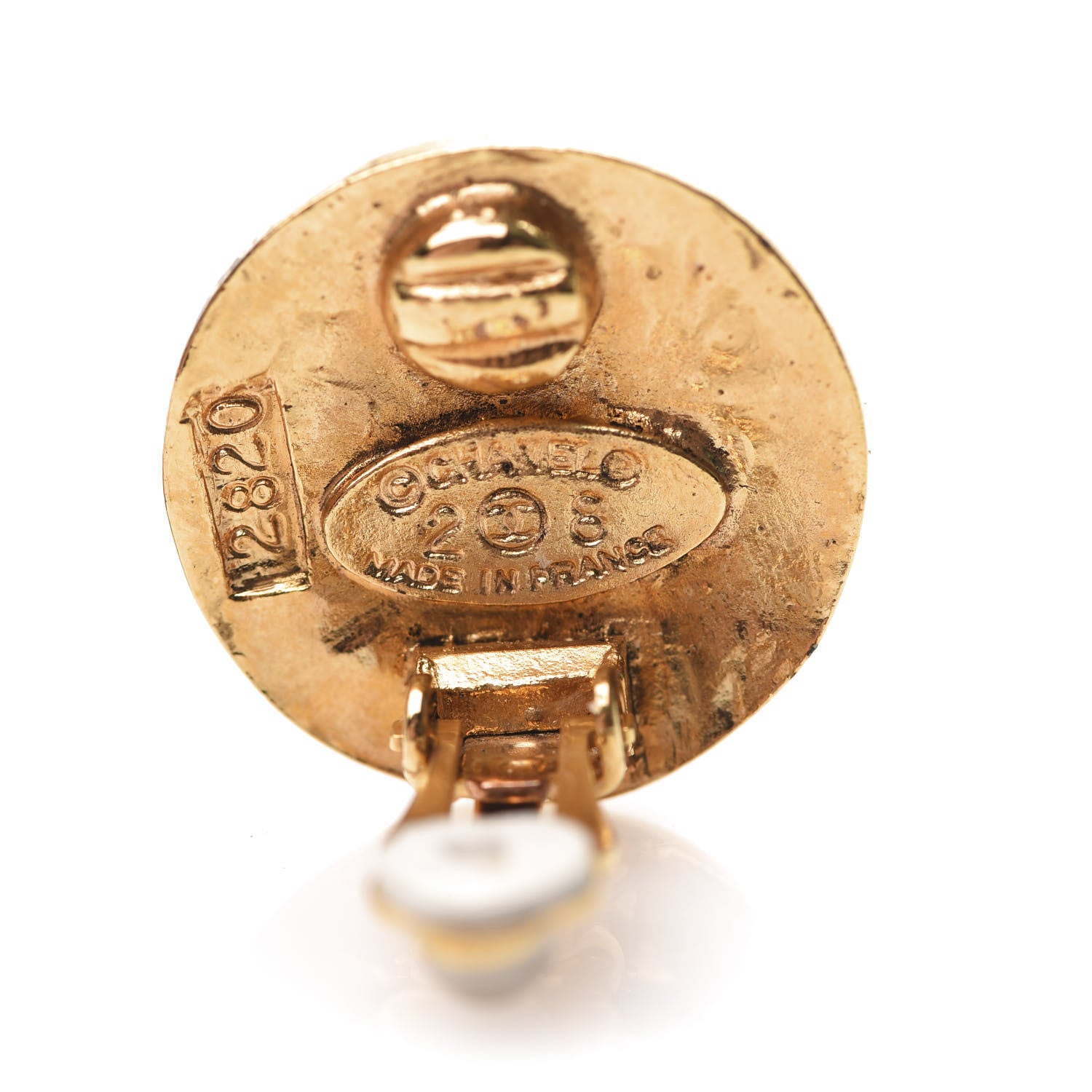 Chanel CC Button Clip On Earrings Gold 5 of 5