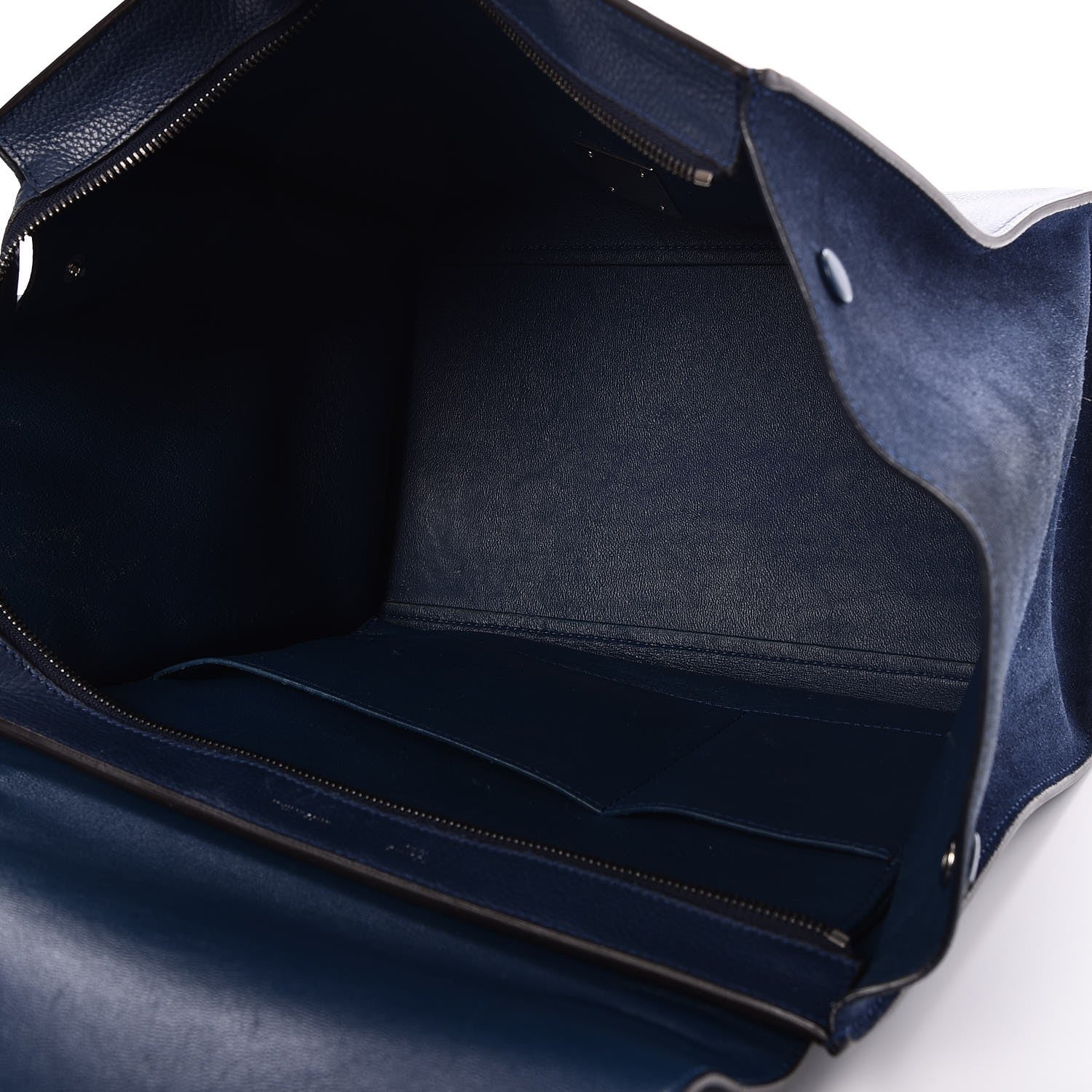 Celine Drummed Calfskin Suede Medium Trapeze Navy 6 of 11