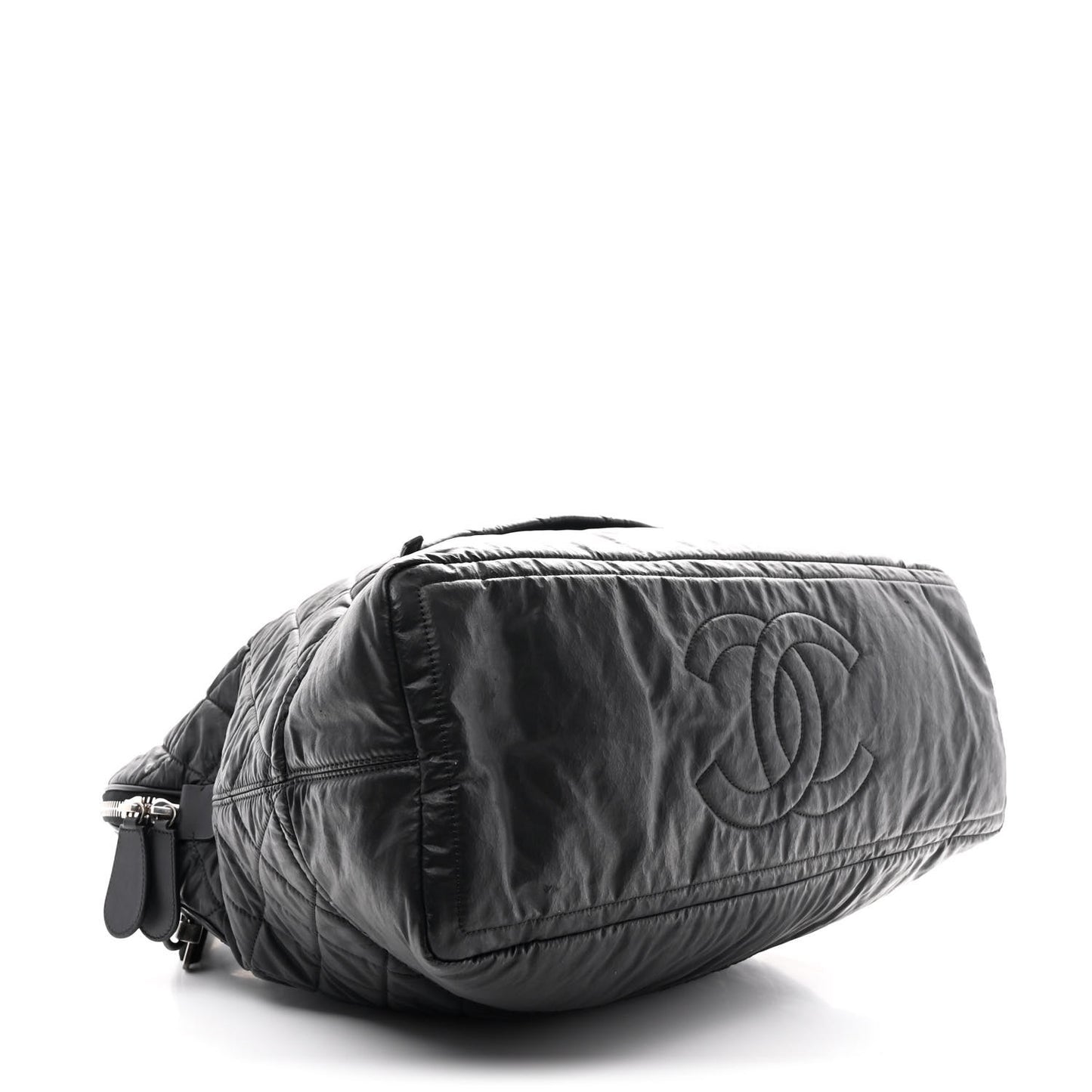 Coated Canvas Quilted Large Garment Travel Bag Black