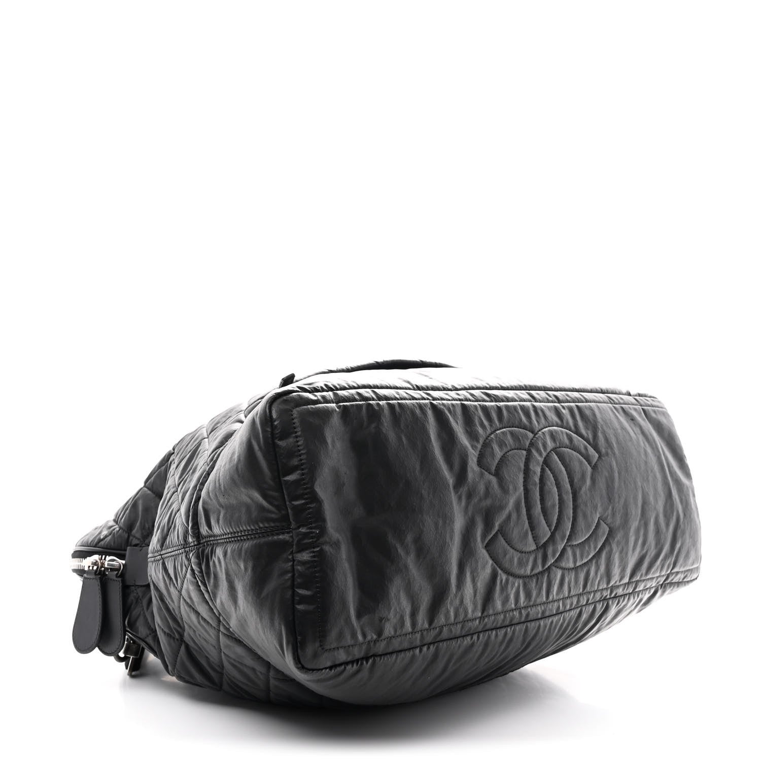 Chanel Coated Canvas Quilted Large Garment Travel Bag Black 4 of 10