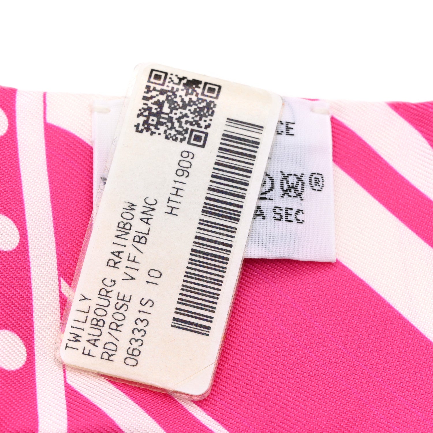 Hermes Silk Faubourg Rainbow Twilly Rose Vif White 4 of 4