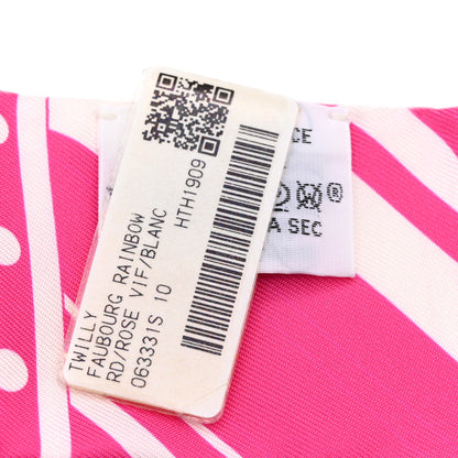 Hermes Silk Faubourg Rainbow Twilly Rose Vif White 4 of 4