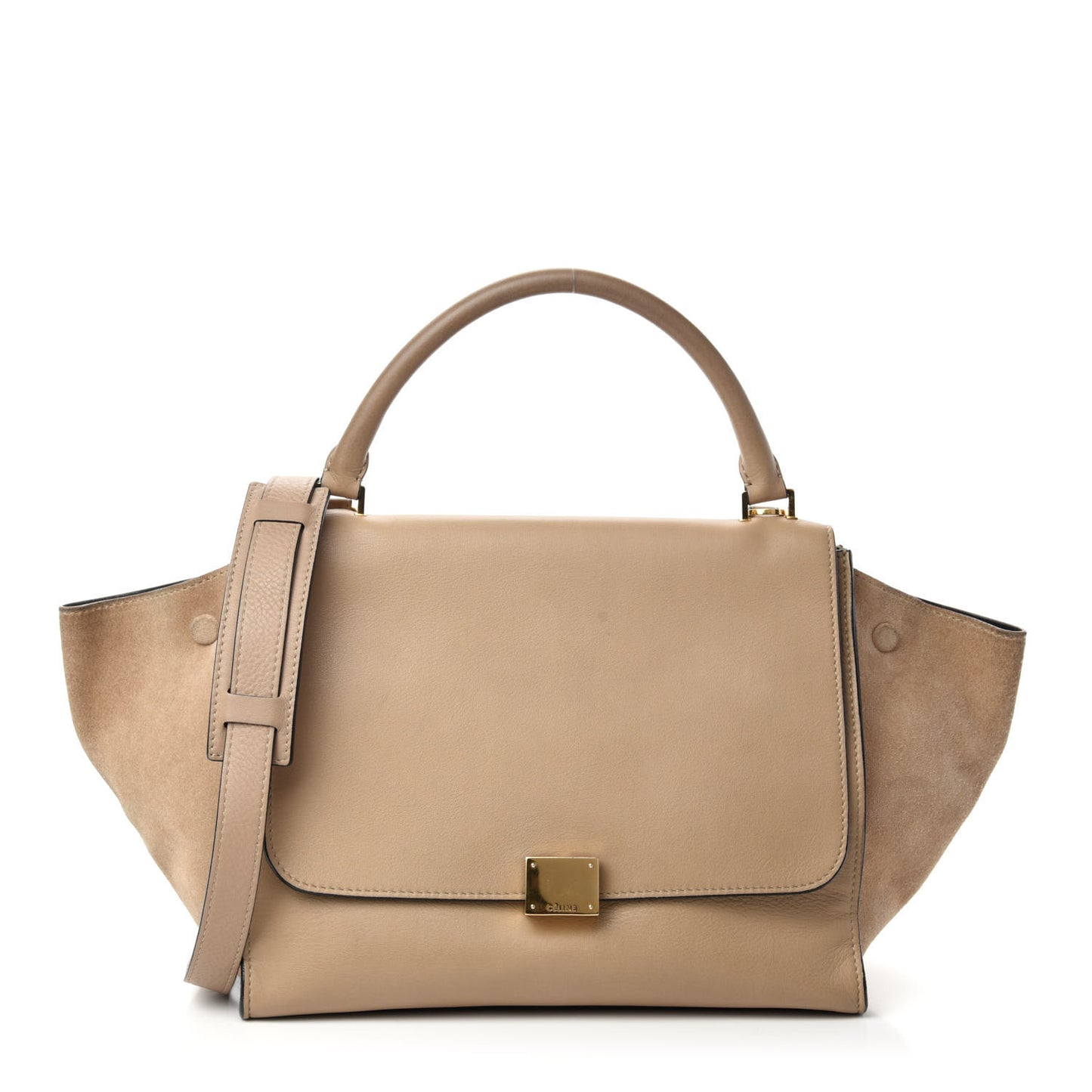 Smooth Calfskin Suede Medium Trapeze Sahara