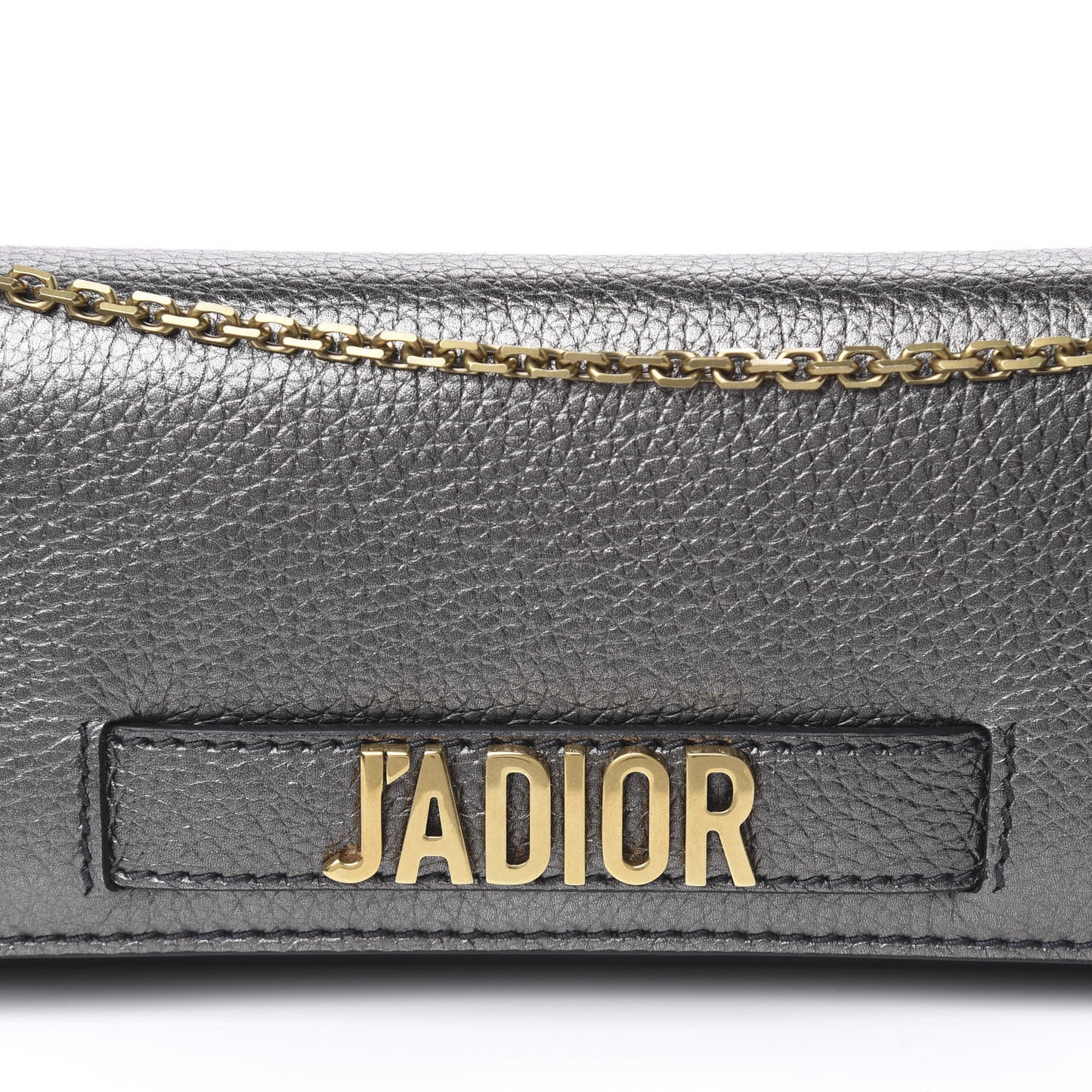 Metallic J'adior Croisiere Chain Wallet Dark Silver