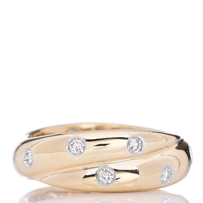 Tiffany 18K Yellow Gold Platinum Diamond Etoile Twist Band Ring 53 6.25 3 of 6