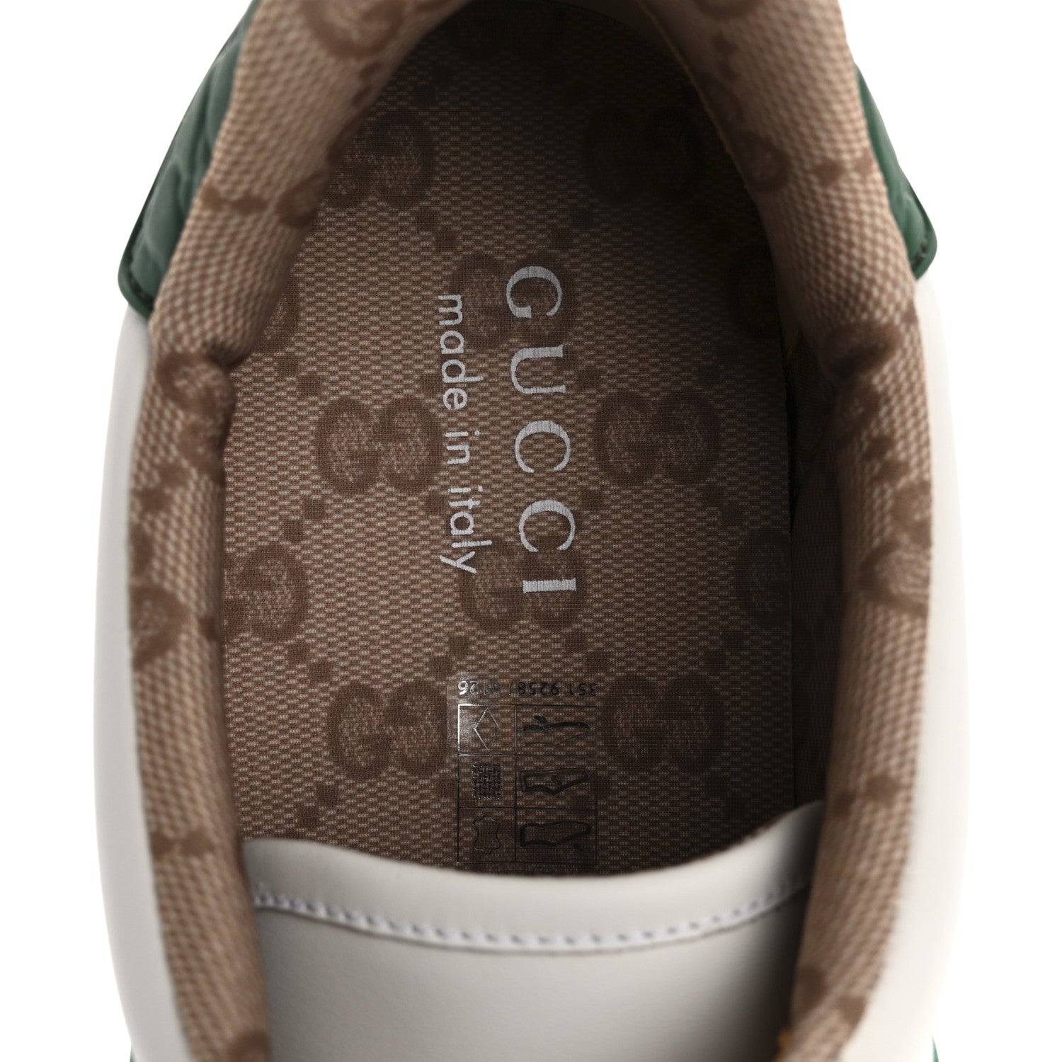 Gucci Calfskin Crocodile Embossed Rubber Web Mens Ace Sneakers 9 White Green 7 of 10