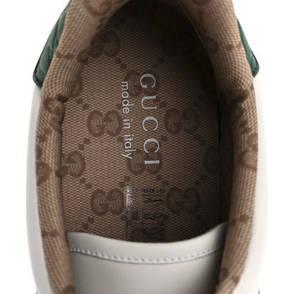 Gucci Calfskin Crocodile Embossed Rubber Web Mens Ace Sneakers 9 White Green 7 of 10