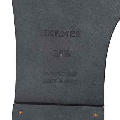 Hermes Box Calfskin Oran Sandals 36.5 Black 7 of 10