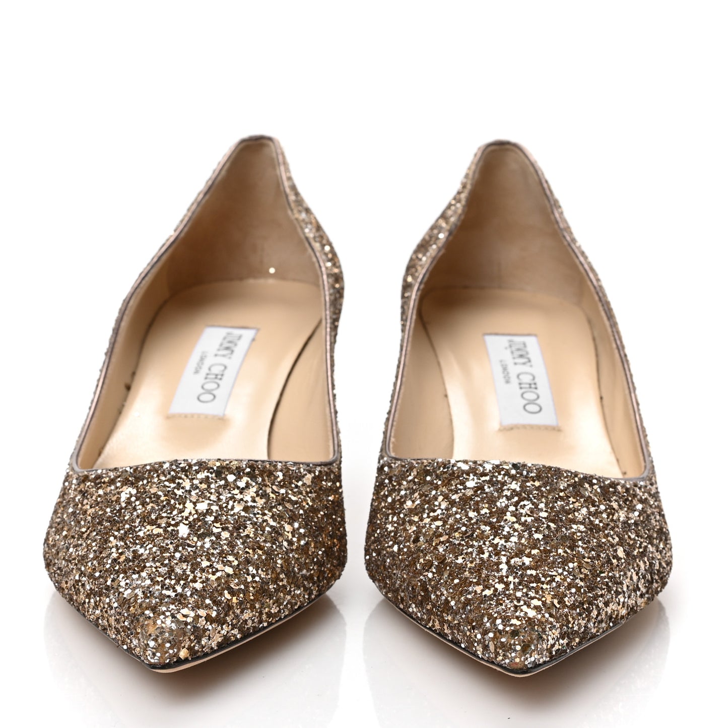 Coarse Glitter Fabric Pointy Toe Aza 40 Pumps 39.5 Antique Gold